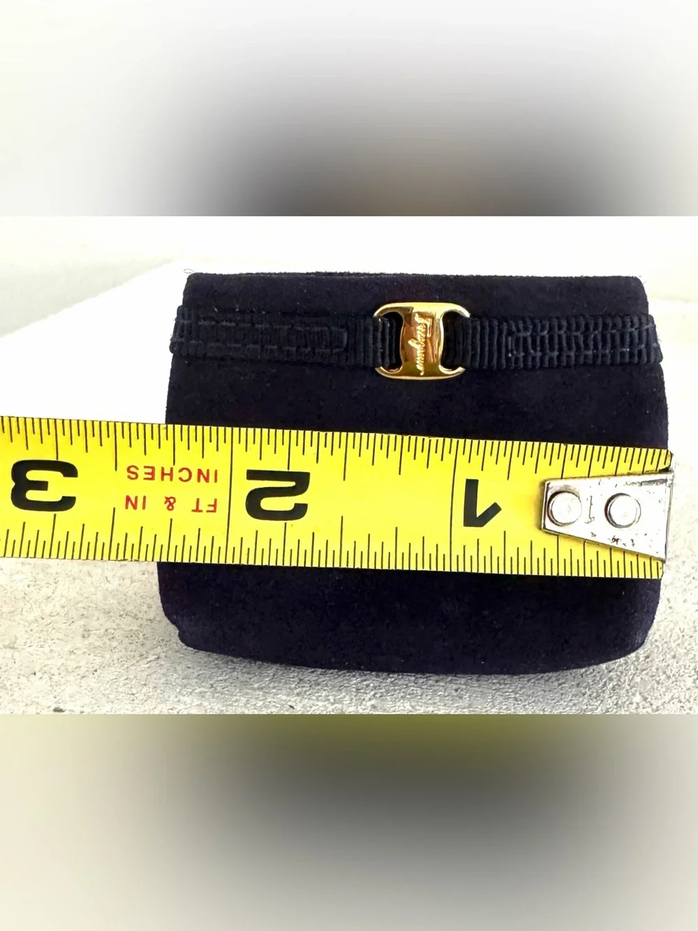 SALVATORE FERRAGAMO Gancini Suede Mini Coin Purse Key Pouch Italy